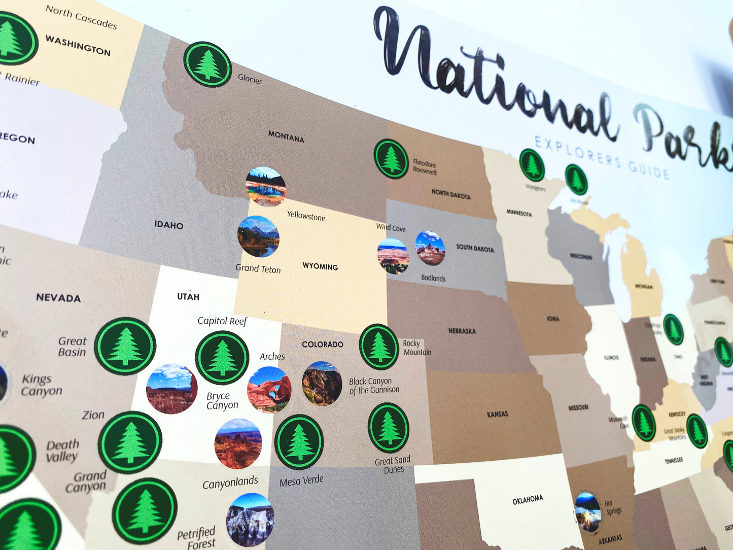 National park poster - Scratch off national park checklist - National park scratch off map - National parks map
