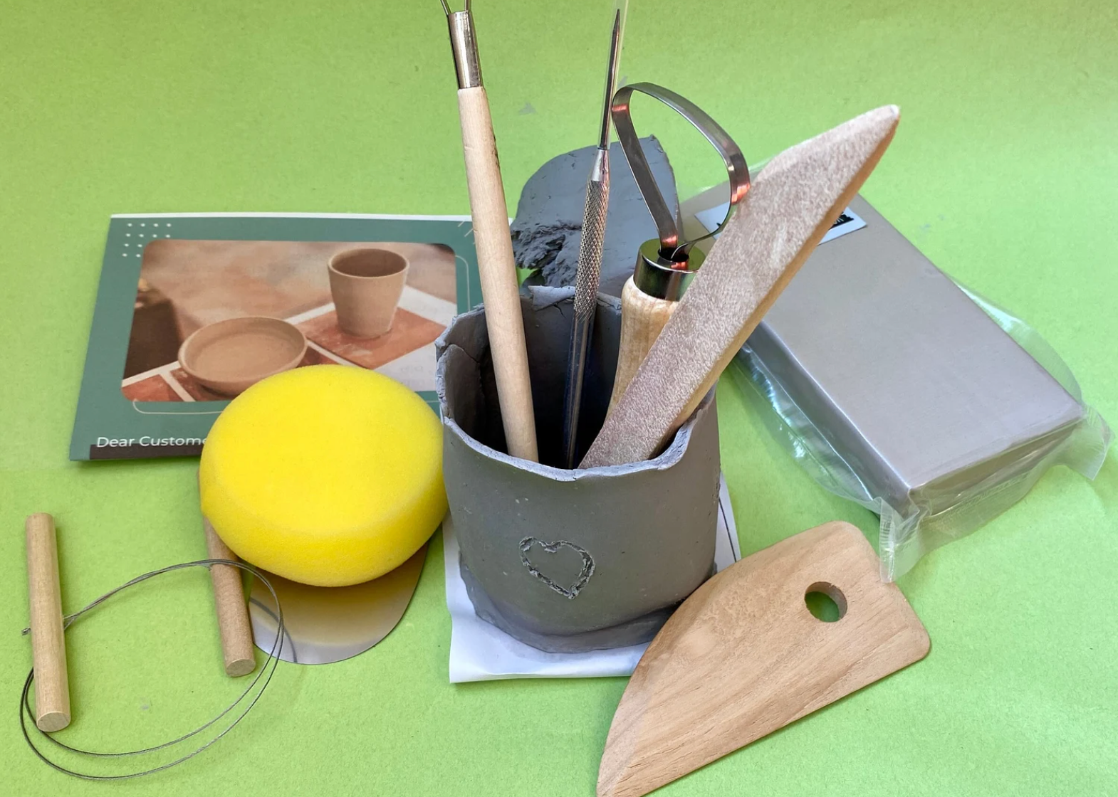 Create Your Own Clay Pottery Kit Home Pottery Craft Kit 1-2 People Air  Drying Clay Sculpting Kit With Tools and Plants -  Israel