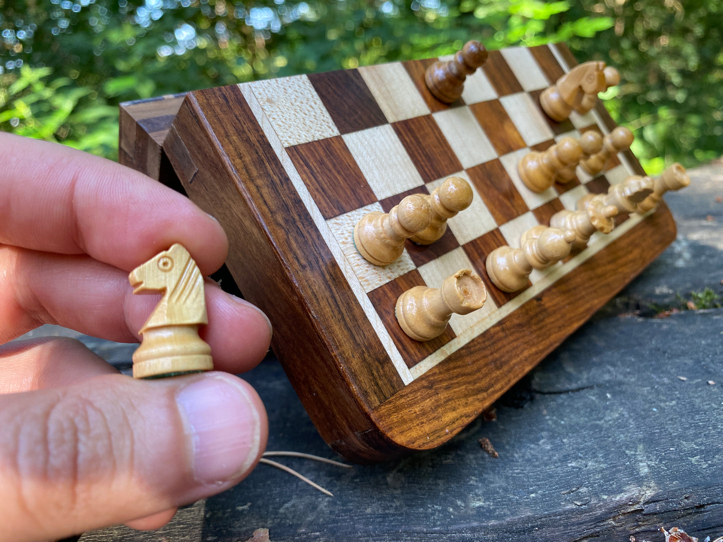 Travel chess set - Mini Chess Set - Magnetic Wooden Chess Sets with Board 7" (18 cm) - gift for him - 7 x 3.6 x 0.7 inches