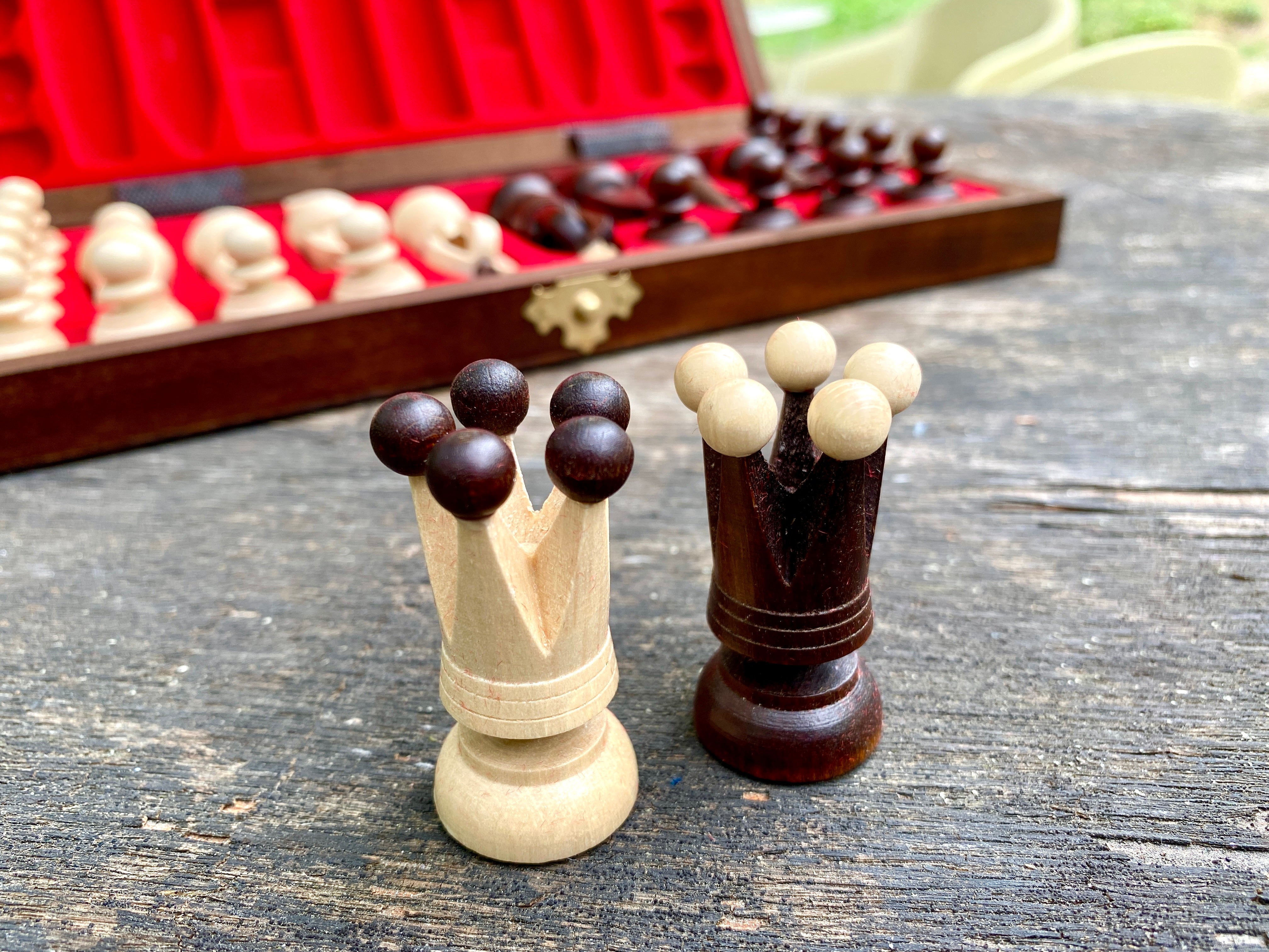 Wooden Chess Set with board 12" - Board Size: 12x6x1.7 inches - Unique Chess Sets - fathers day gifts