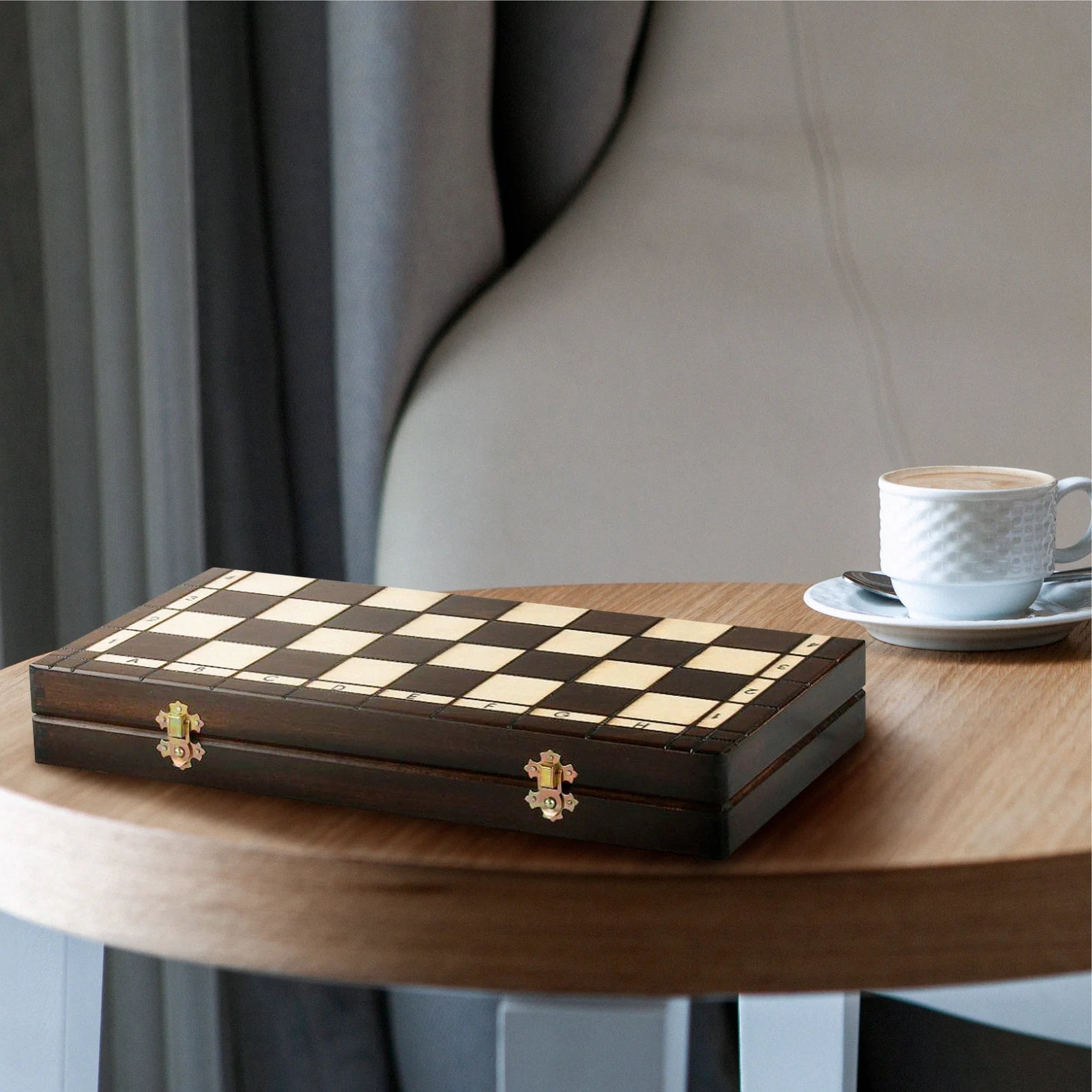 Chess Set - Beautiful Large Wooden Chess Sets - Wood Board 16 inch, Folding Storage Box Pieces - Fathers day gift