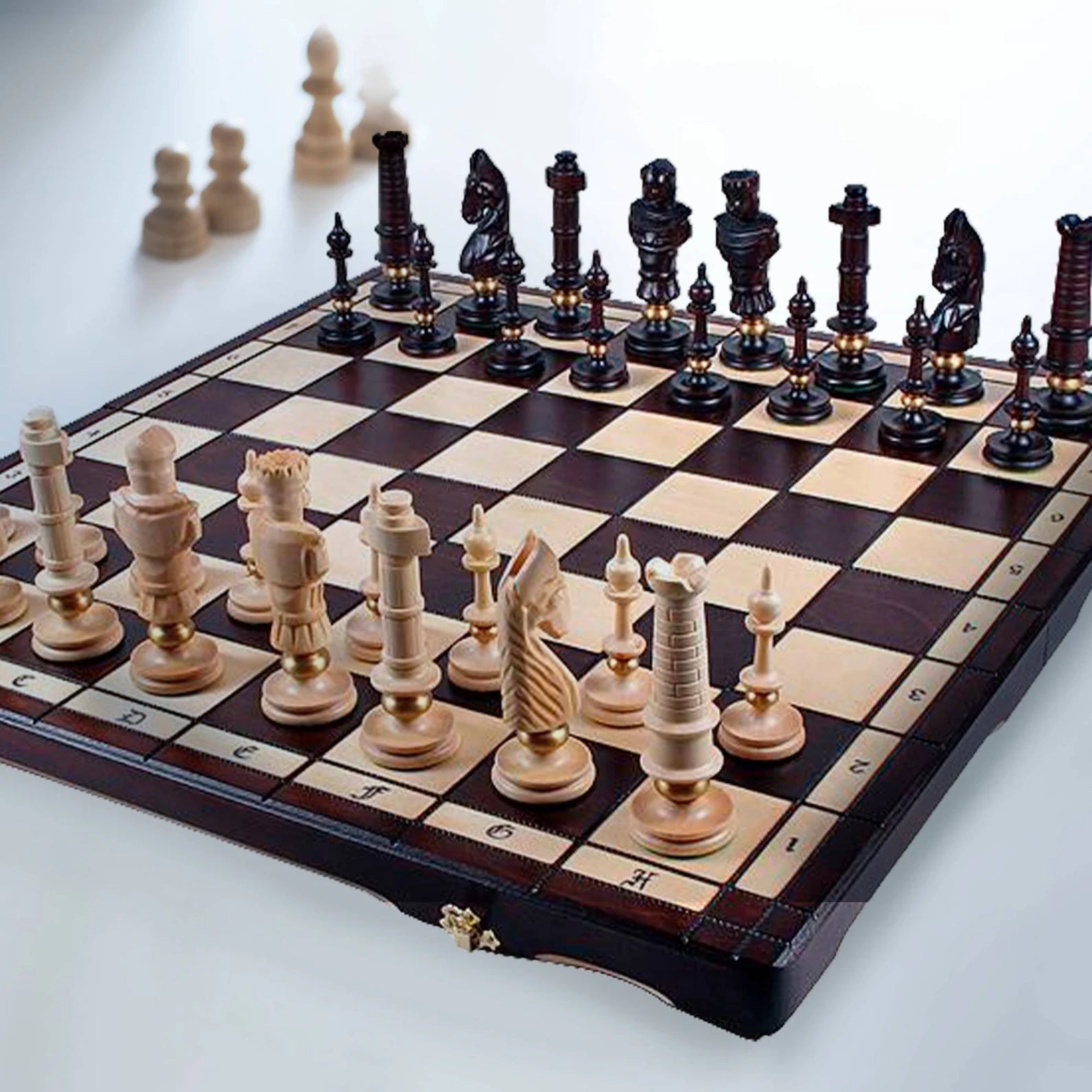 Unique Chess set Royal Lux - Luxury Large Chess Set with a board - 25.5"x12.8"x3" (650x325x80 мм)